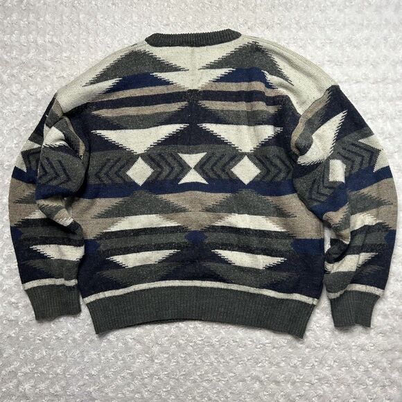 Expressions Vtg Geo Abstract Art Southwest Print Crewneck Sweater Knit Men’s XL - Picture 4 of 7